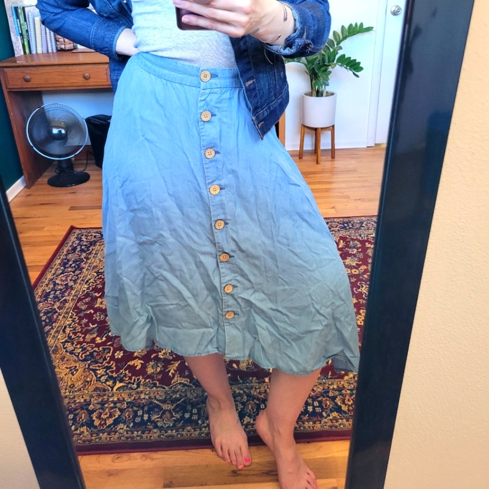 NWT Caffe Marrakesh button front high low skirt